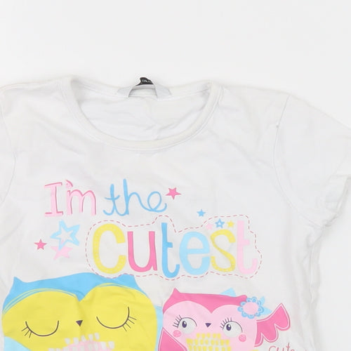 George Girls White   Basic T-Shirt Size 3-4 Years