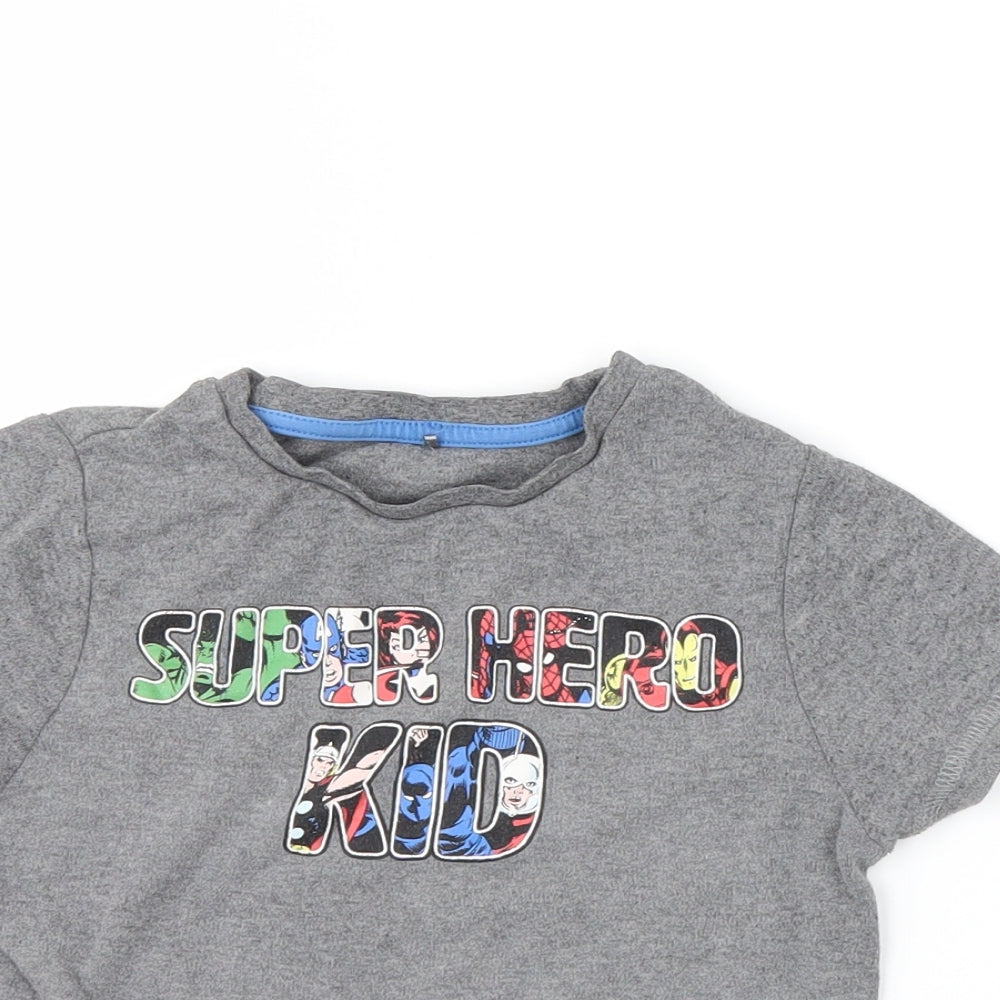 George Boys Grey   Basic T-Shirt Size 5-6 Years  - SUPER HERO KID