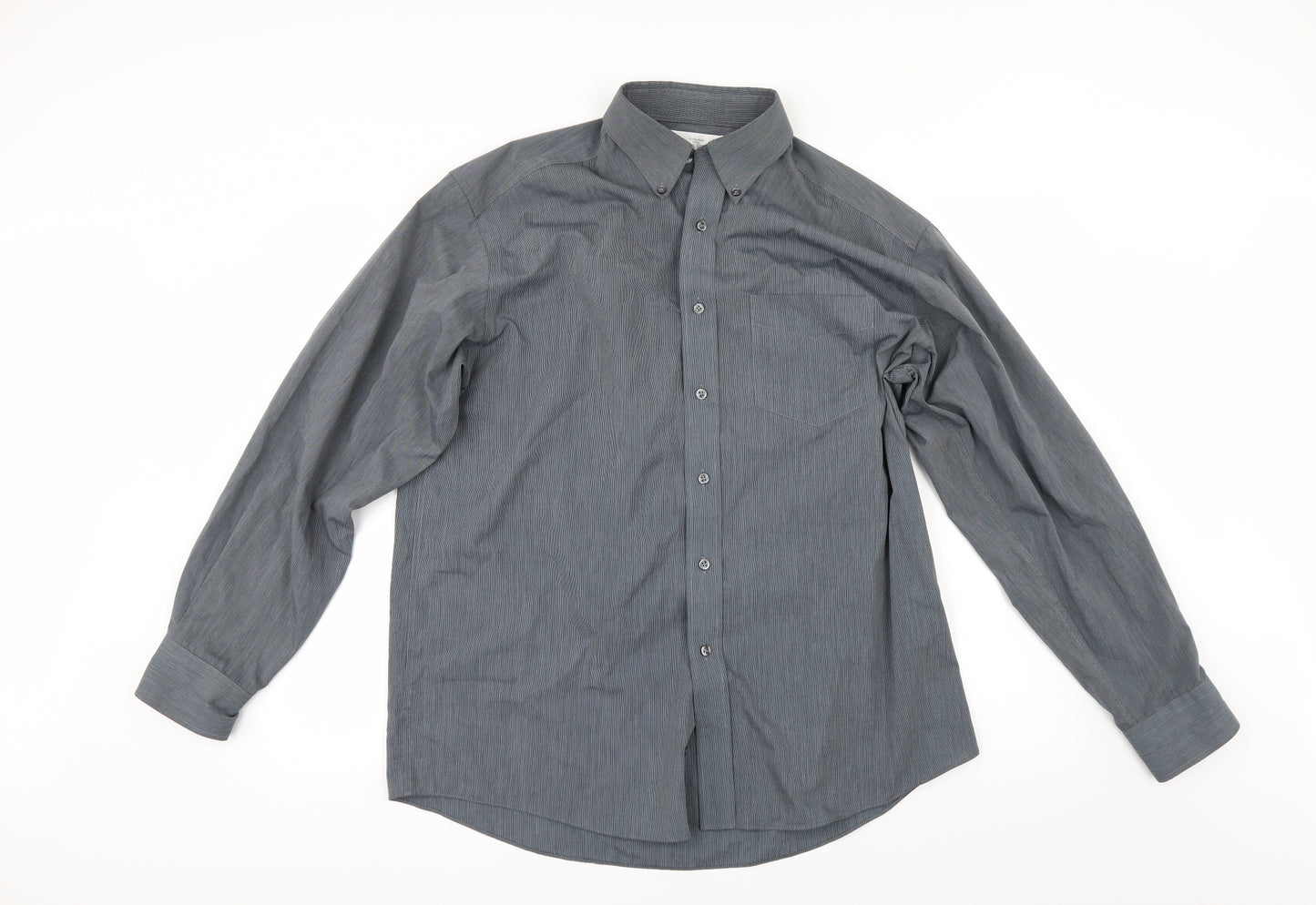 Marks and Spencer Mens Grey    Button-Up Size 15.5