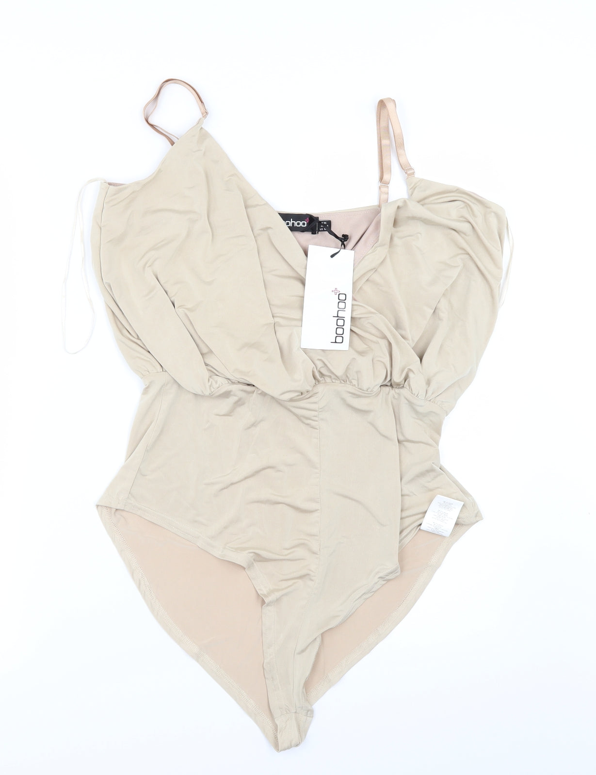 Boohoo Womens Beige   Bodysuit One-Piece Size 16
