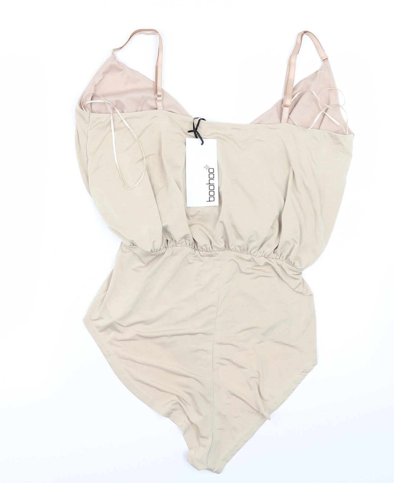 Boohoo Womens Beige   Bodysuit One-Piece Size 16