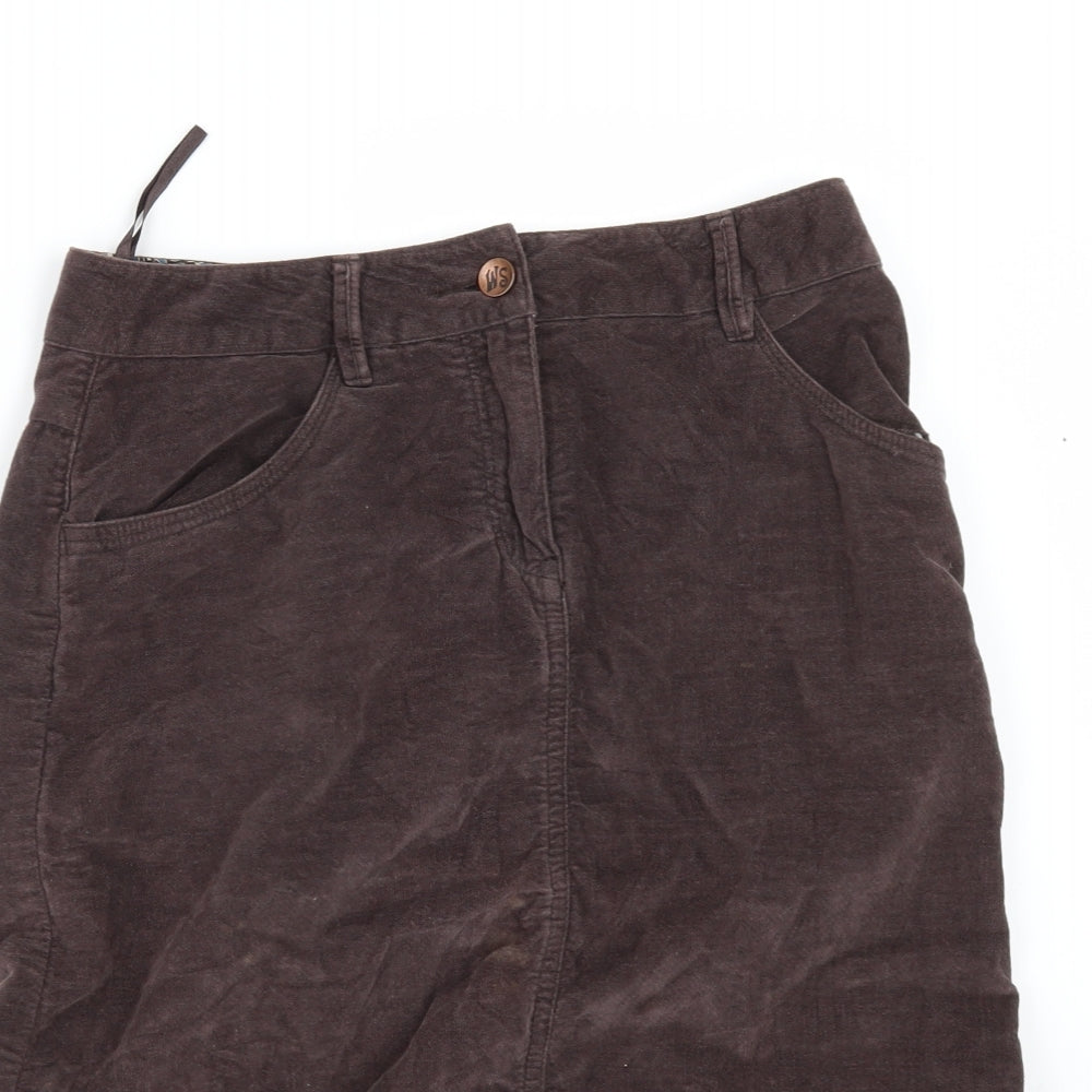 White Stuff Womens Brown  Corduroy A-Line Skirt Size 8