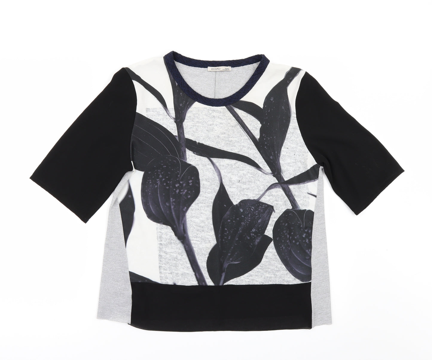 Zara Womens Black Geometric  Basic T-Shirt Size M