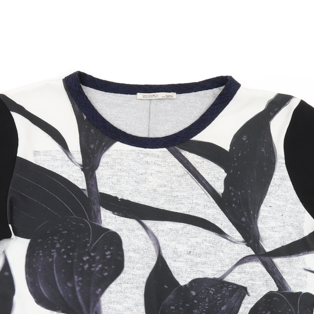 Zara Womens Black Geometric  Basic T-Shirt Size M