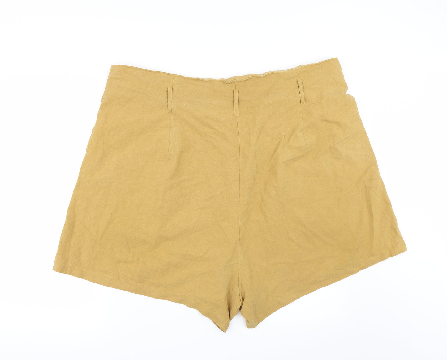 PRETTYLITTLETHING Womens Yellow   Paperbag Shorts Size 24