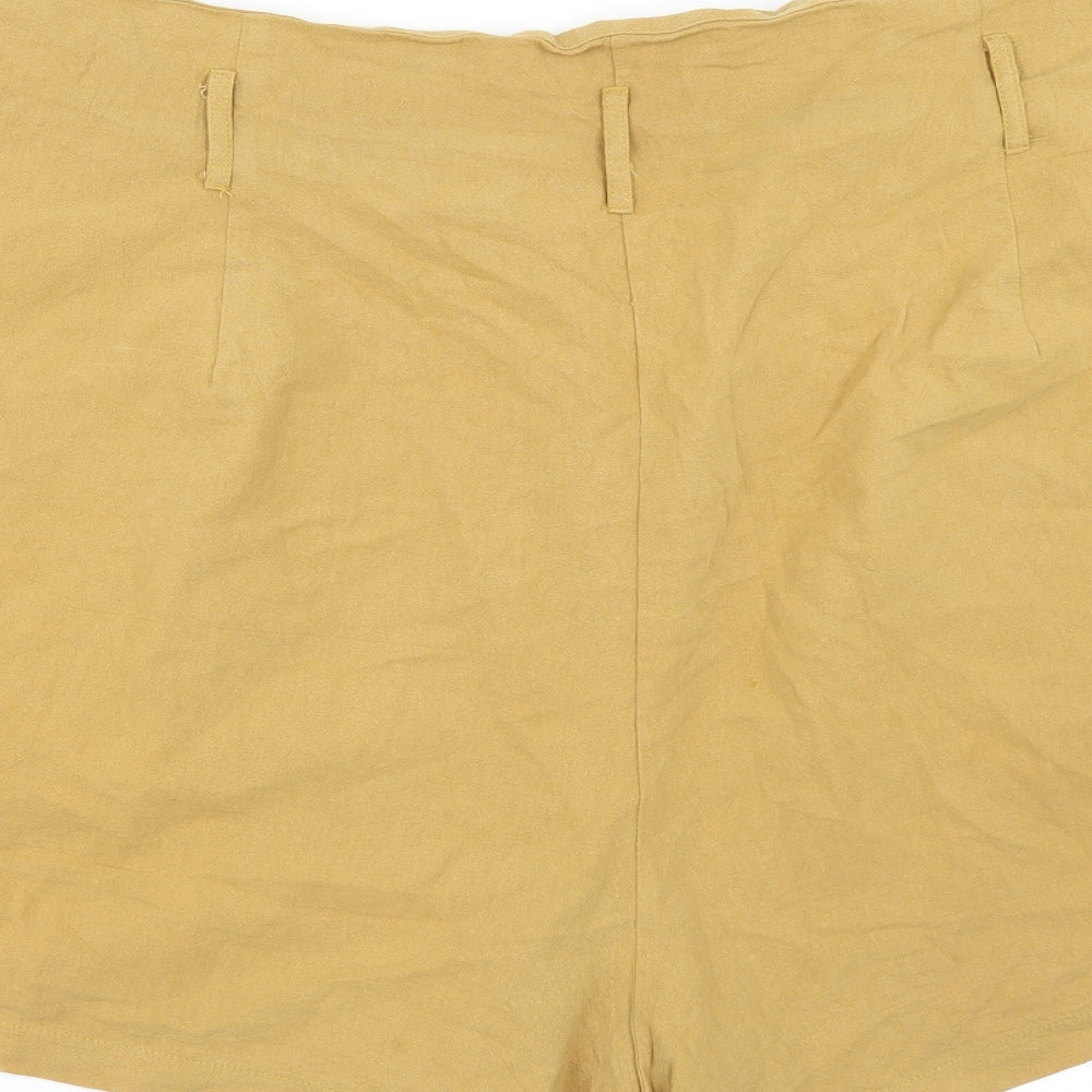 PRETTYLITTLETHING Womens Yellow   Paperbag Shorts Size 24