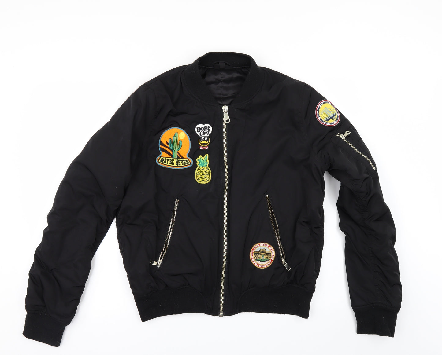 Topshop Womens Black   Bomber Jacket Jacket Size 14  - NORTHERN SOLE