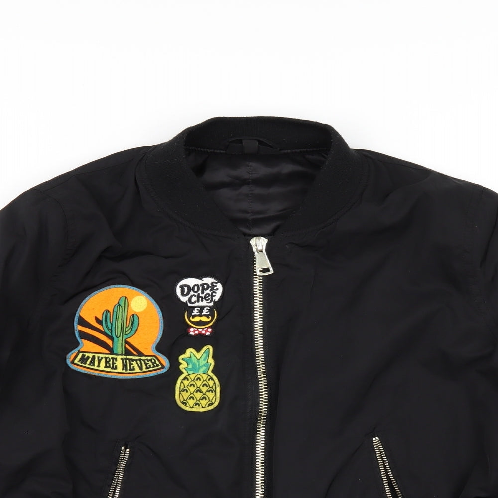 Topshop Womens Black   Bomber Jacket Jacket Size 14  - NORTHERN SOLE