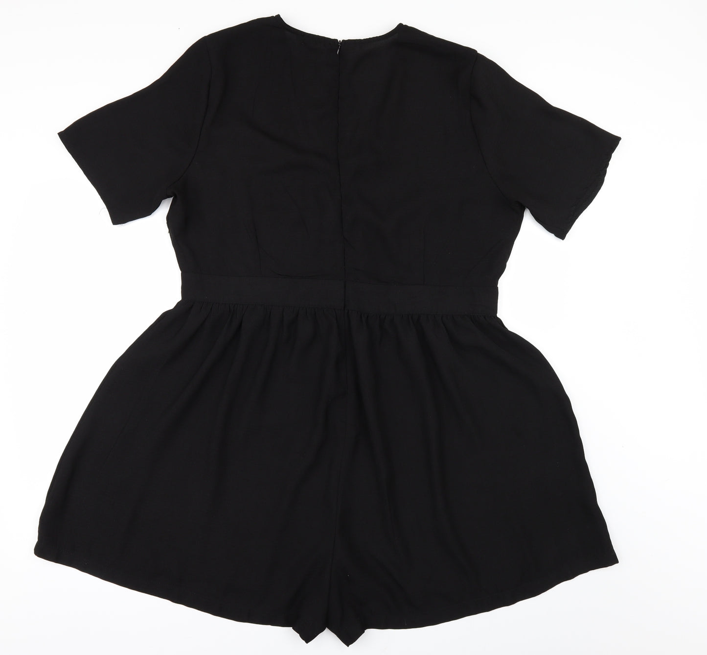 Boohoo Womens Black Floral  Playsuit One-Piece Size 16