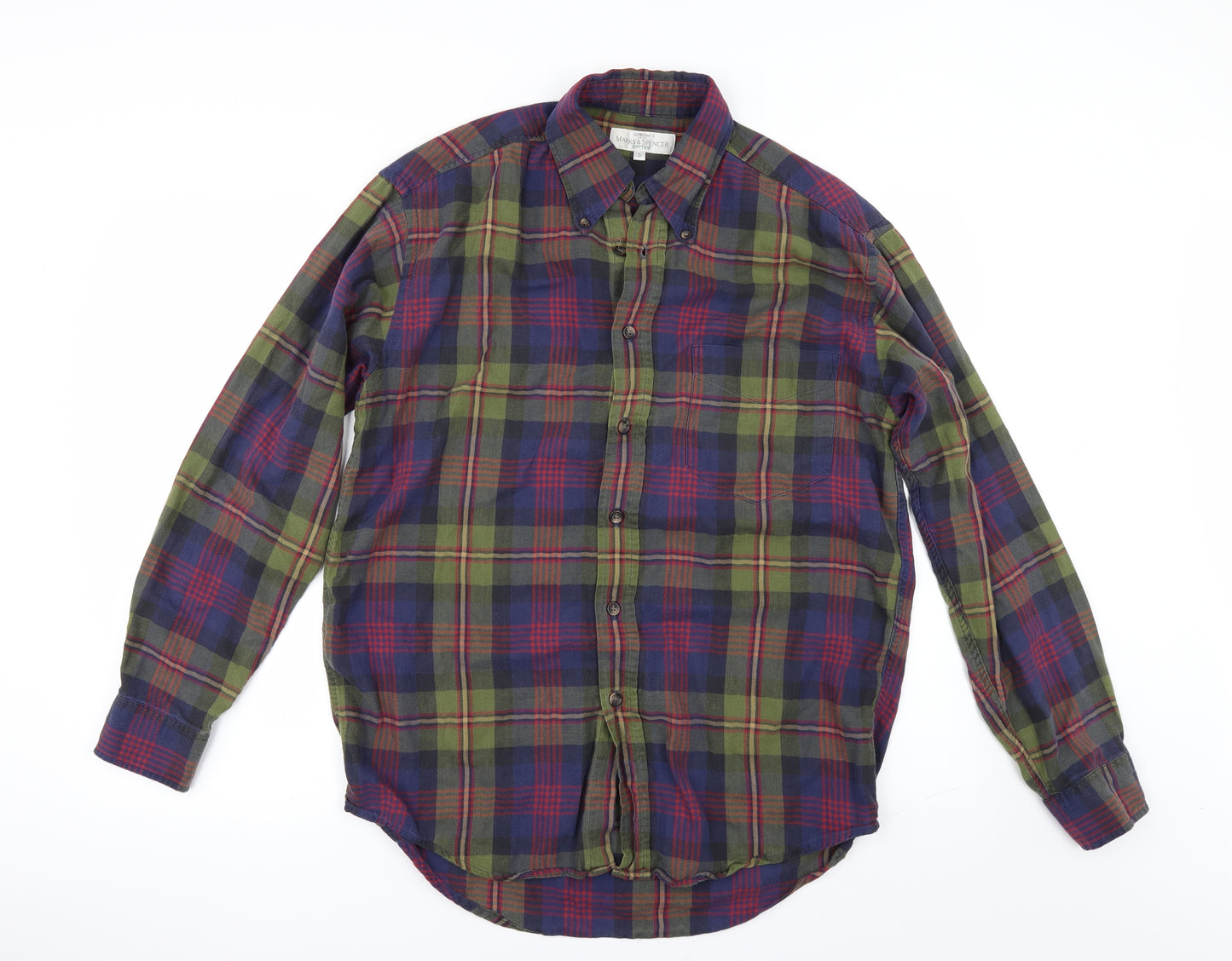 Marks and Spencer Mens Multicoloured Check   Button-Up Size S