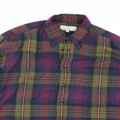 Marks and Spencer Mens Multicoloured Check   Button-Up Size S