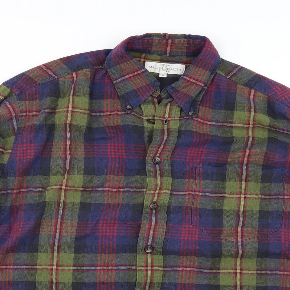 Marks and Spencer Mens Multicoloured Check   Button-Up Size S
