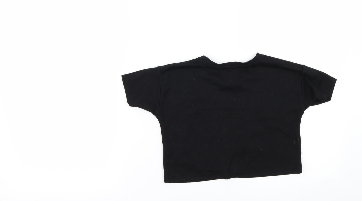 George Girls Black   Basic T-Shirt Size 4-5 Years  - CHRISTMAS