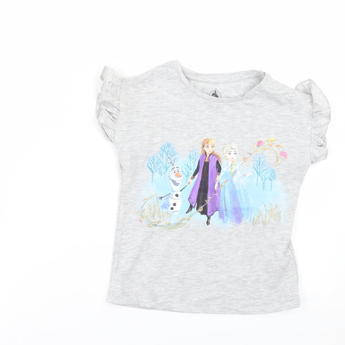 Disney Girls Grey   Basic T-Shirt Size 4 Years  - FROZEN