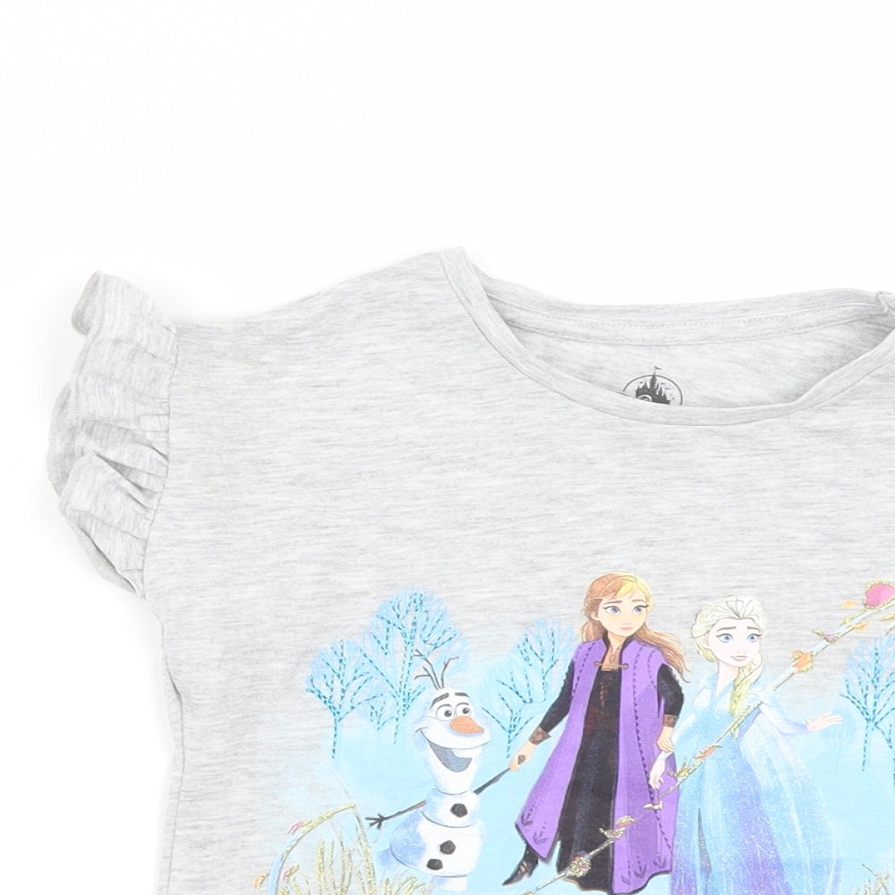 Disney Girls Grey   Basic T-Shirt Size 4 Years  - FROZEN