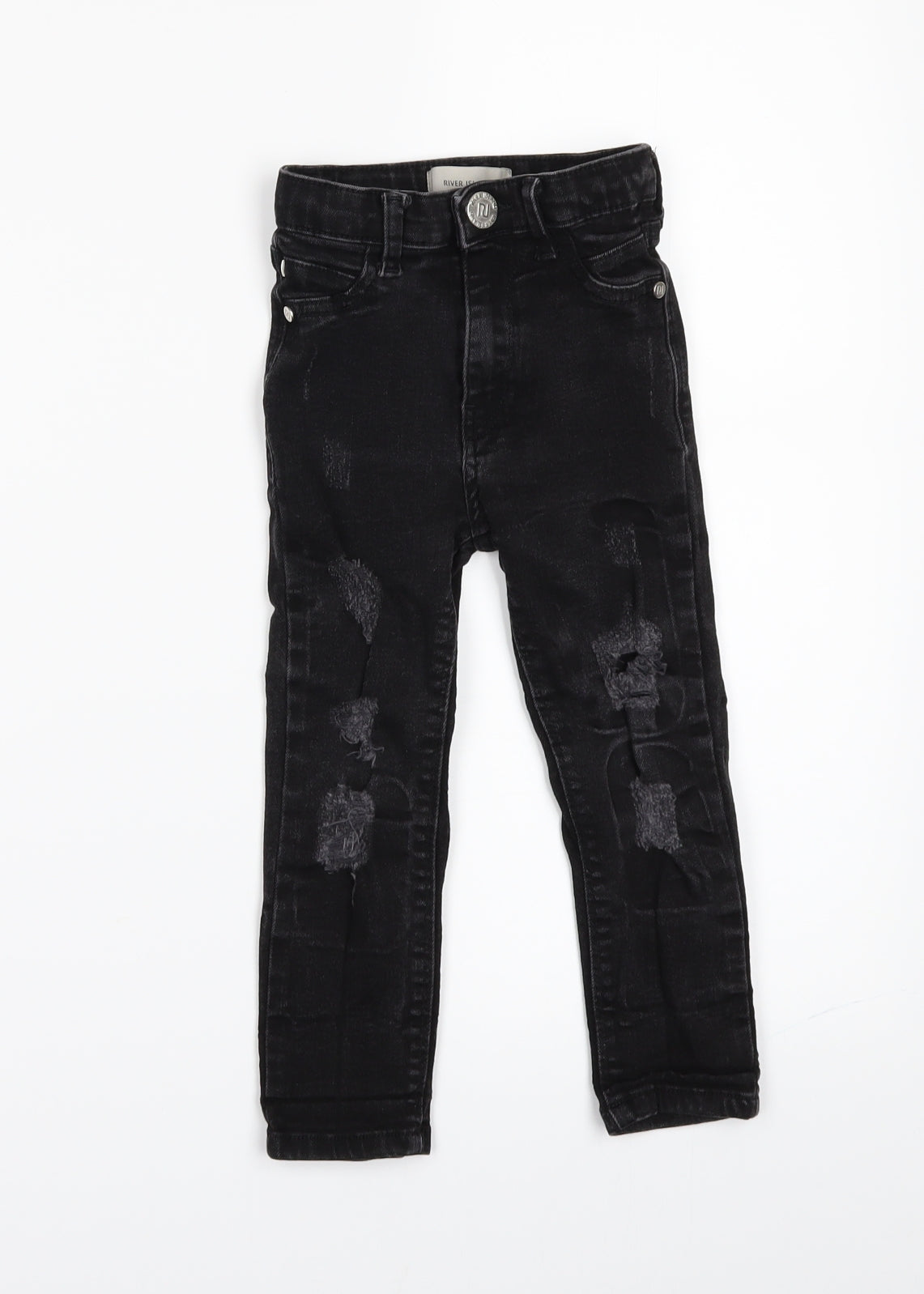 River Island Boys Black  Denim Skinny Jeans Size 3 Years - Distressed