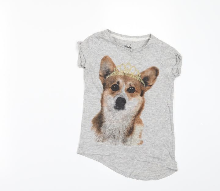 NEXT Girls Grey Basic T-Shirt Size 4 Years - corgie