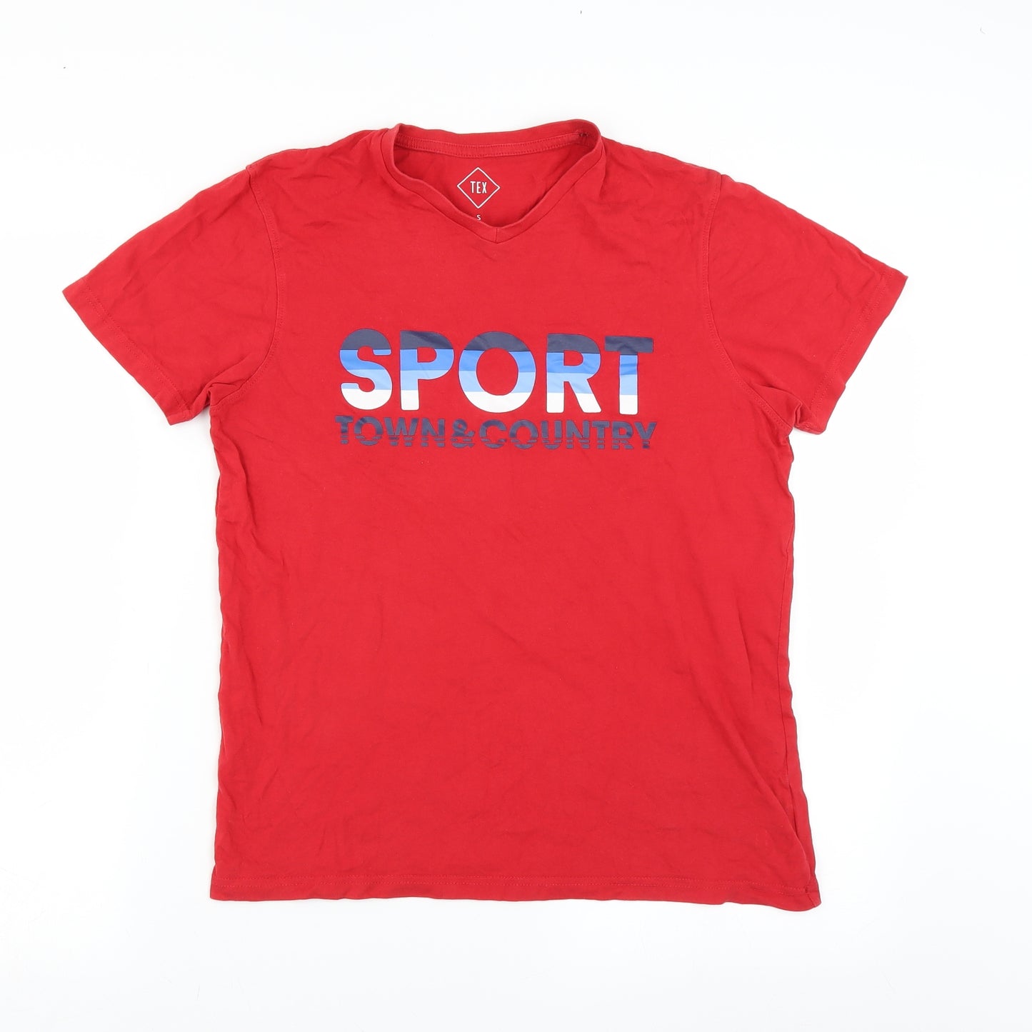 TEX Mens Red    T-Shirt Size S  - sport town and country