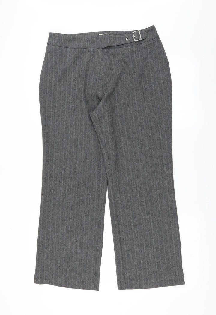 Klass Womens Grey Striped Trousers Size 14 L29 in