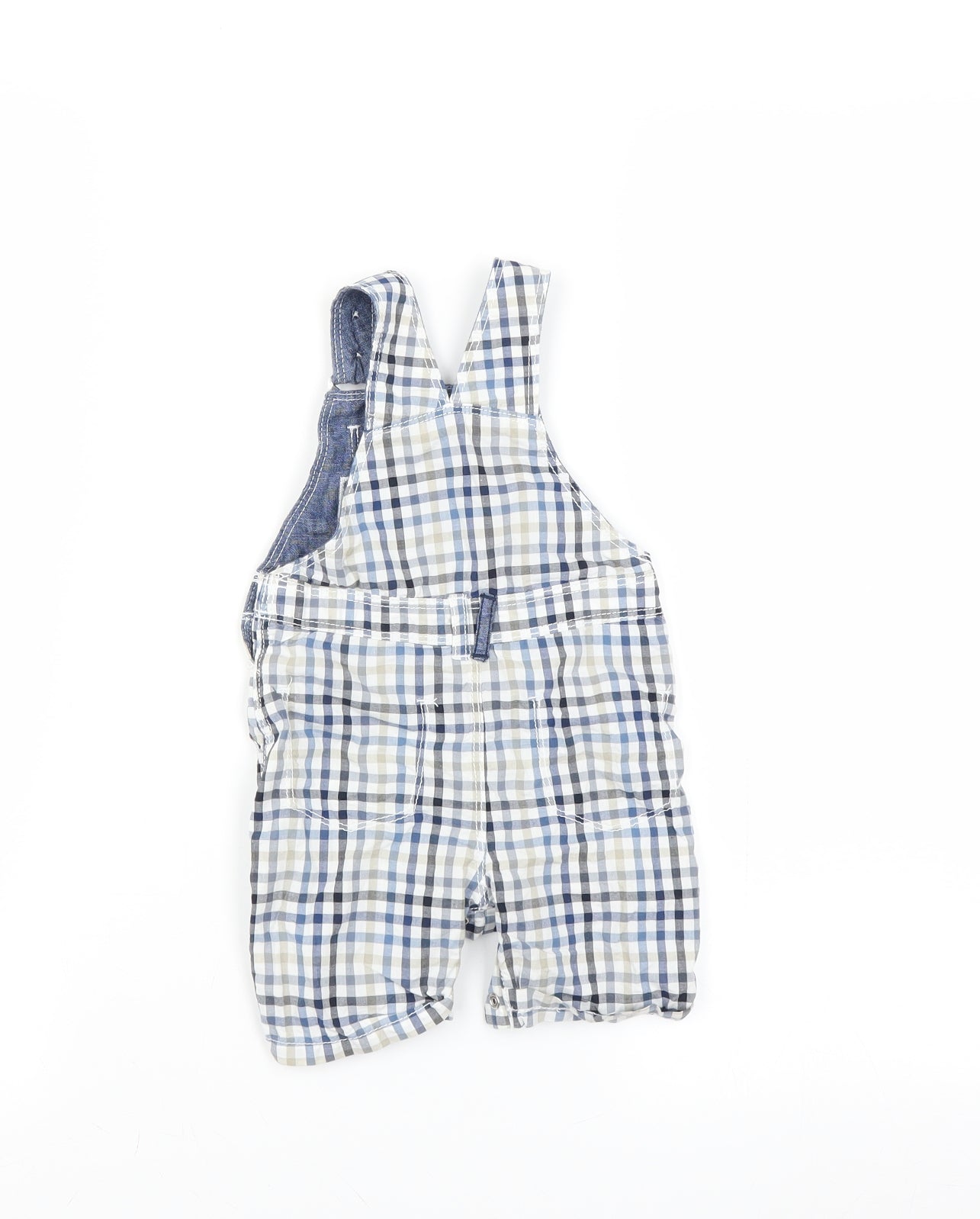 George Boys Blue Check  Dungaree Outfit/Set Size 3-6 Months