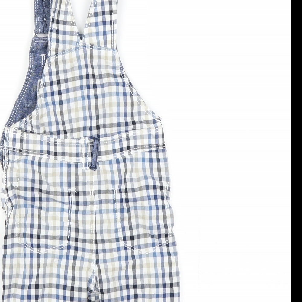 George Boys Blue Check  Dungaree Outfit/Set Size 3-6 Months