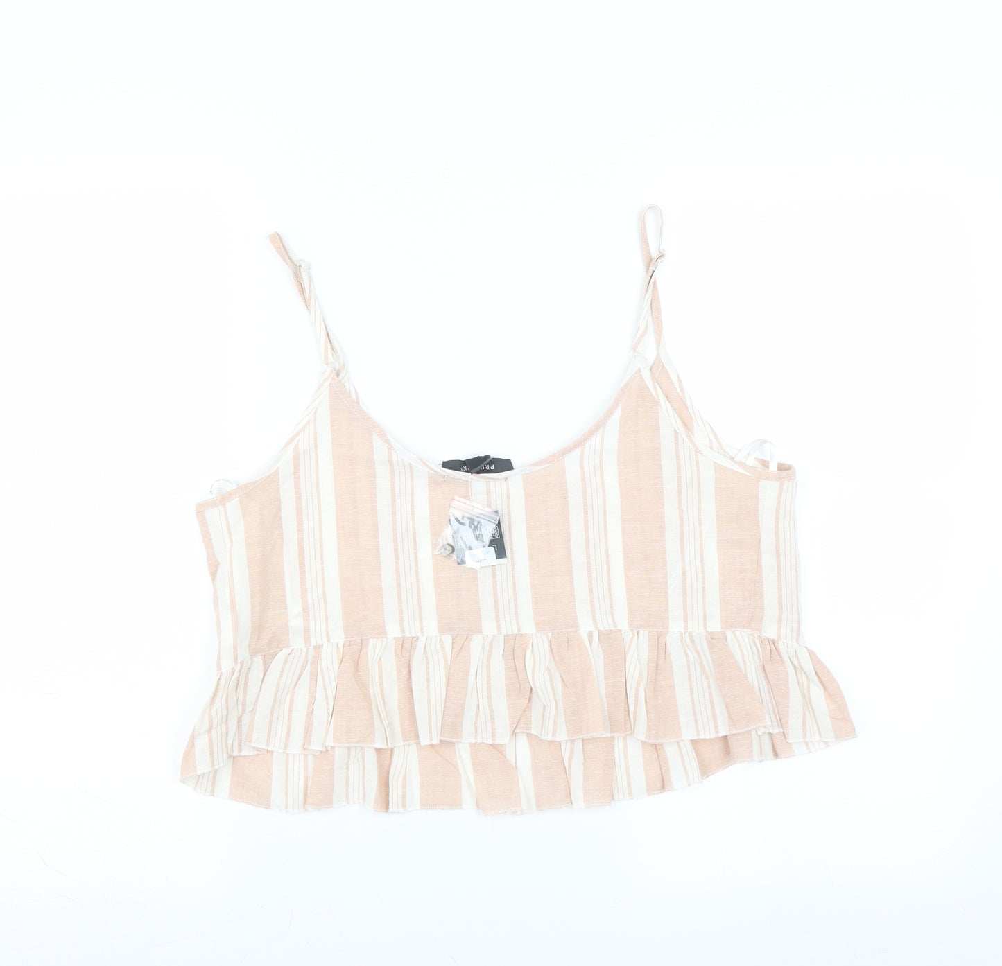 Primark Womens Pink Striped  Camisole Blouse Size 14  - cropped
