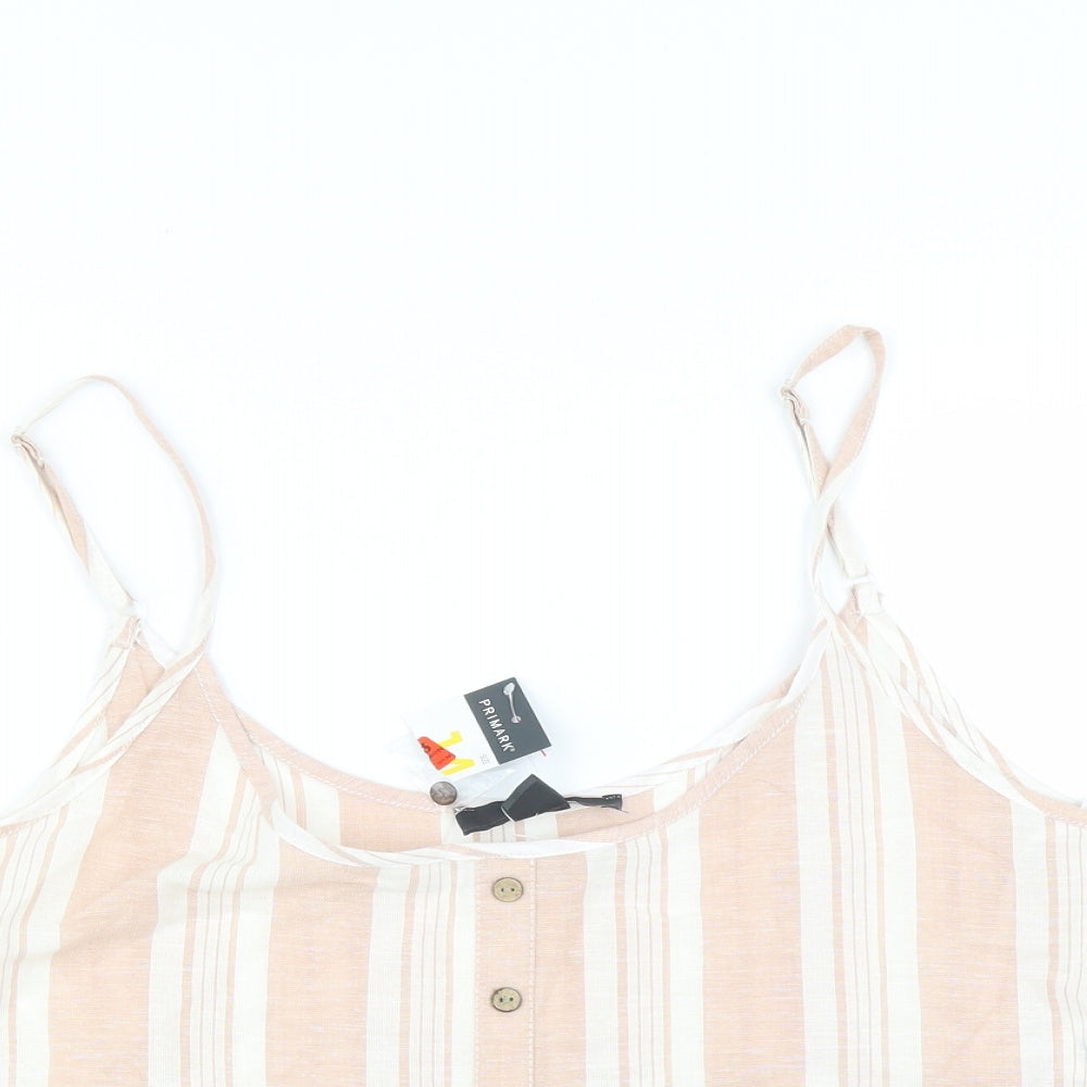 Primark Womens Pink Striped  Camisole Blouse Size 14  - cropped