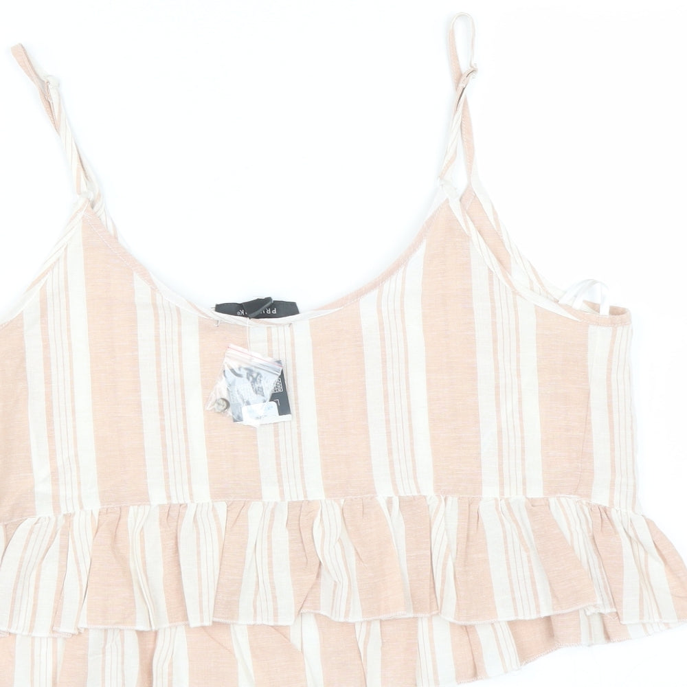 Primark Womens Pink Striped  Camisole Blouse Size 14  - cropped
