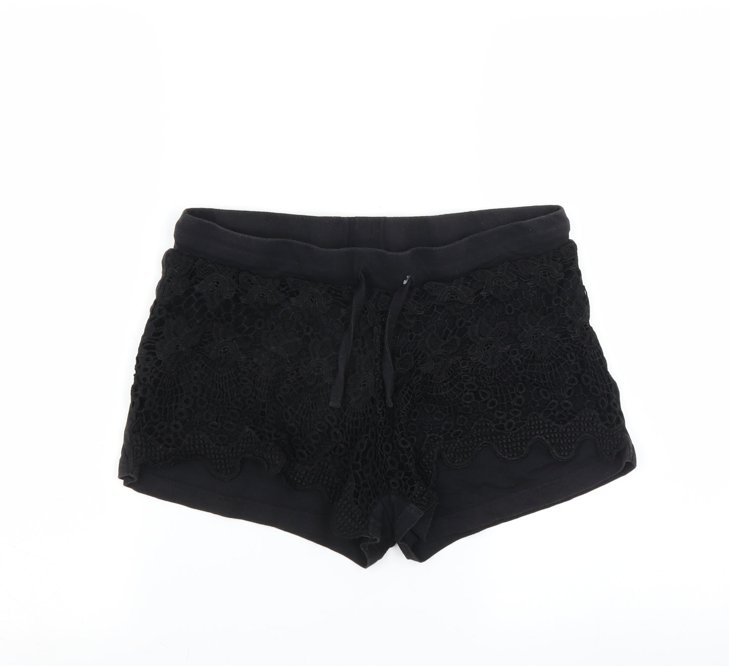 Primark Womens Black   Hot Pants Shorts Size 12 - Lace Layer