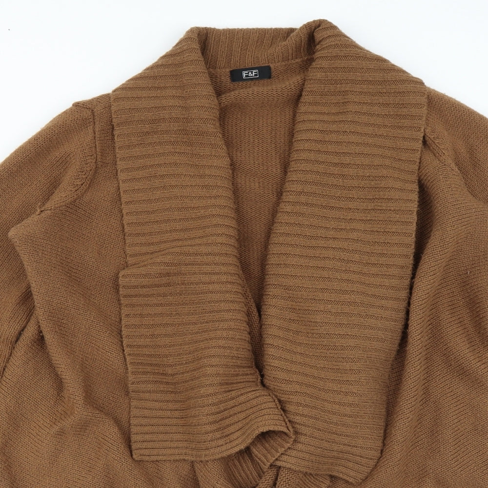 F&F Womens Brown   Cardigan Jumper Size 10  - waterfall front