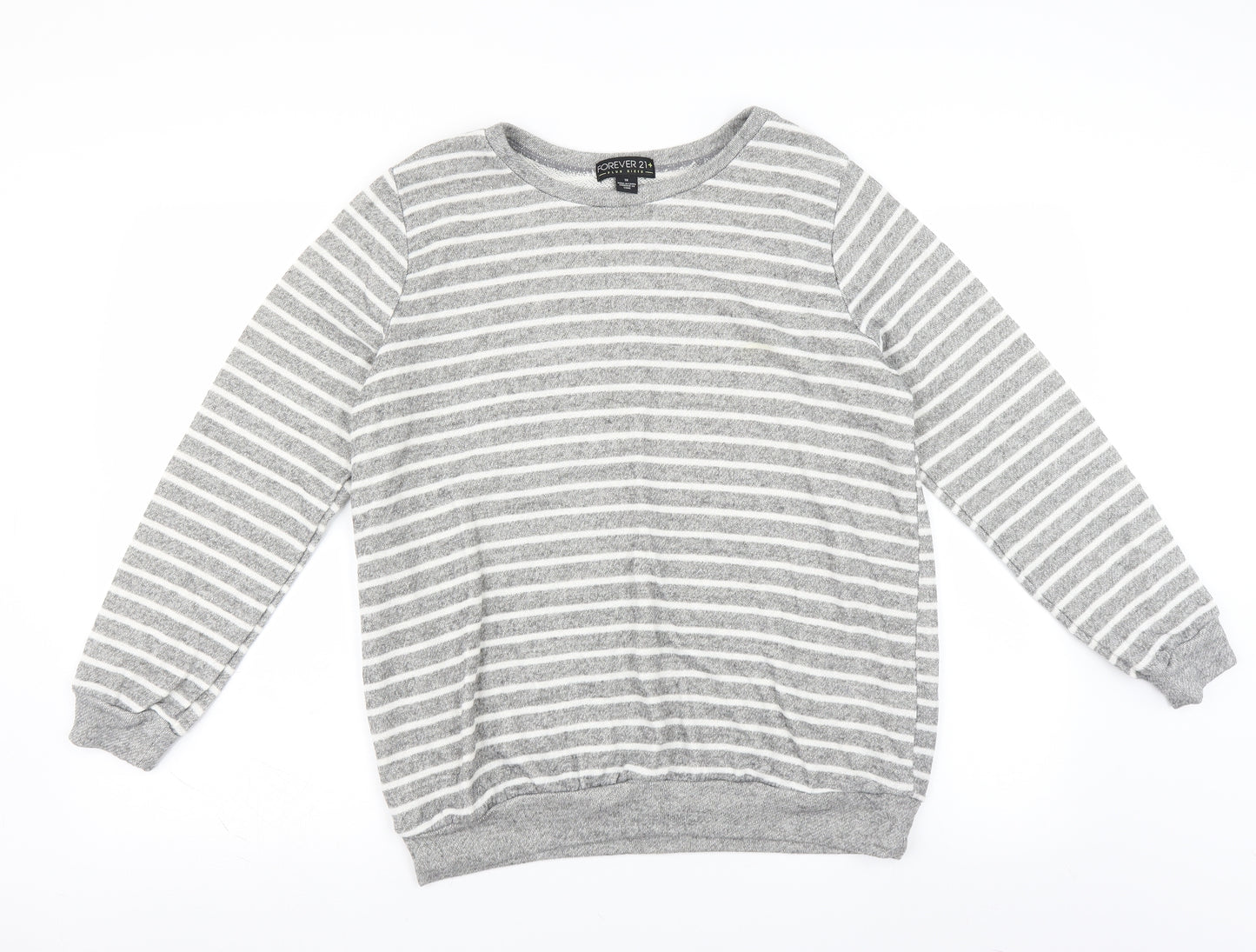 FOREVER 21 Womens Green Striped  Pullover Sweatshirt Size XL