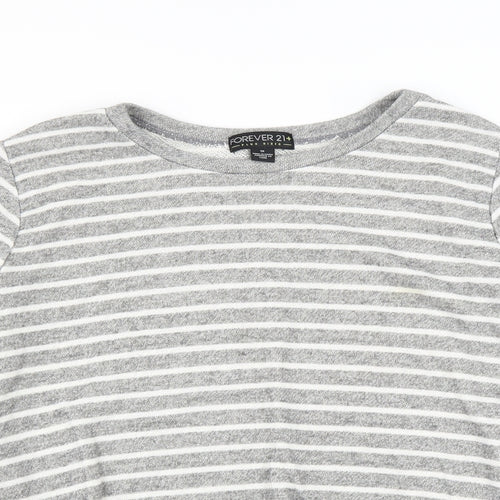 FOREVER 21 Womens Green Striped  Pullover Sweatshirt Size XL