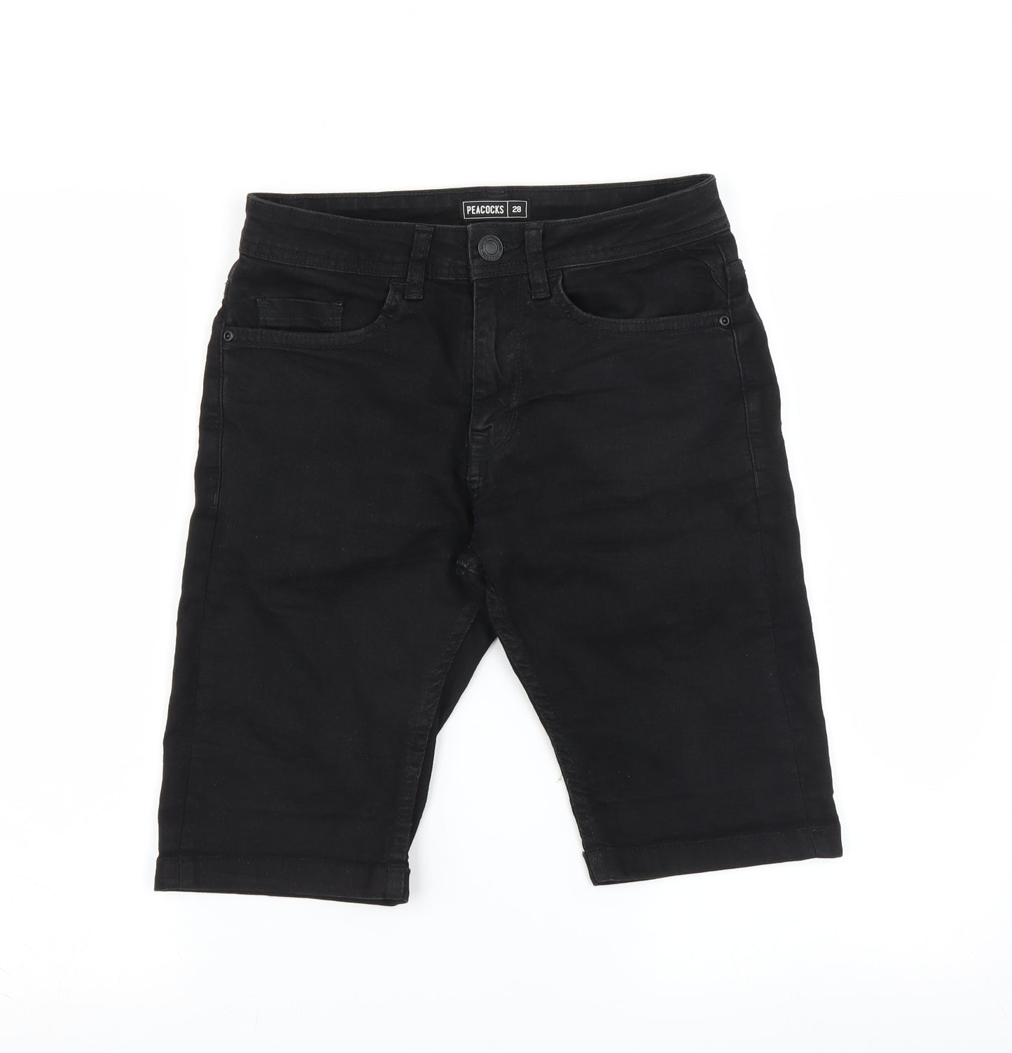 Peacocks Mens Black  Denim Bermuda Shorts Size 28 in