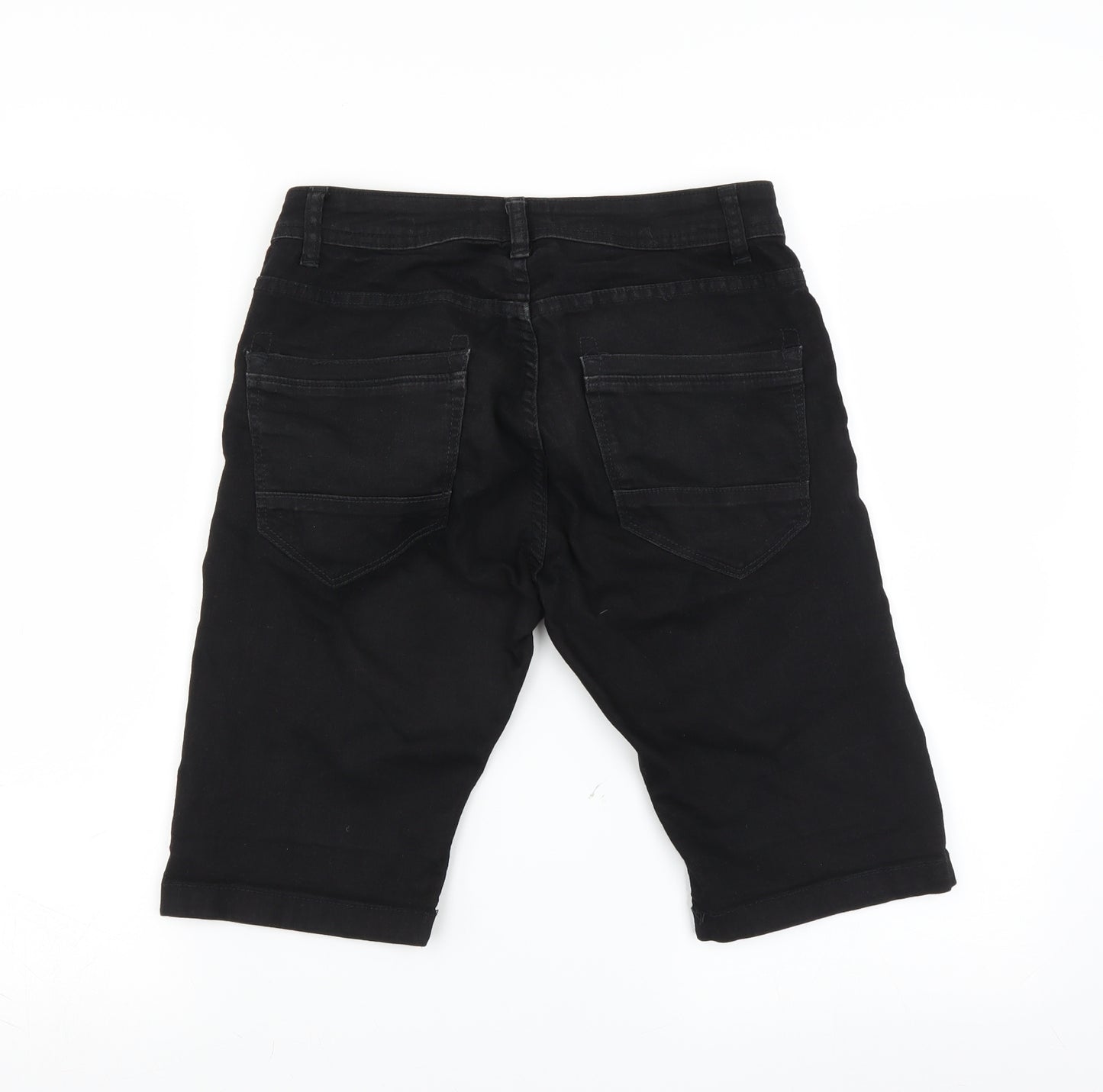 Peacocks Mens Black  Denim Bermuda Shorts Size 28 in