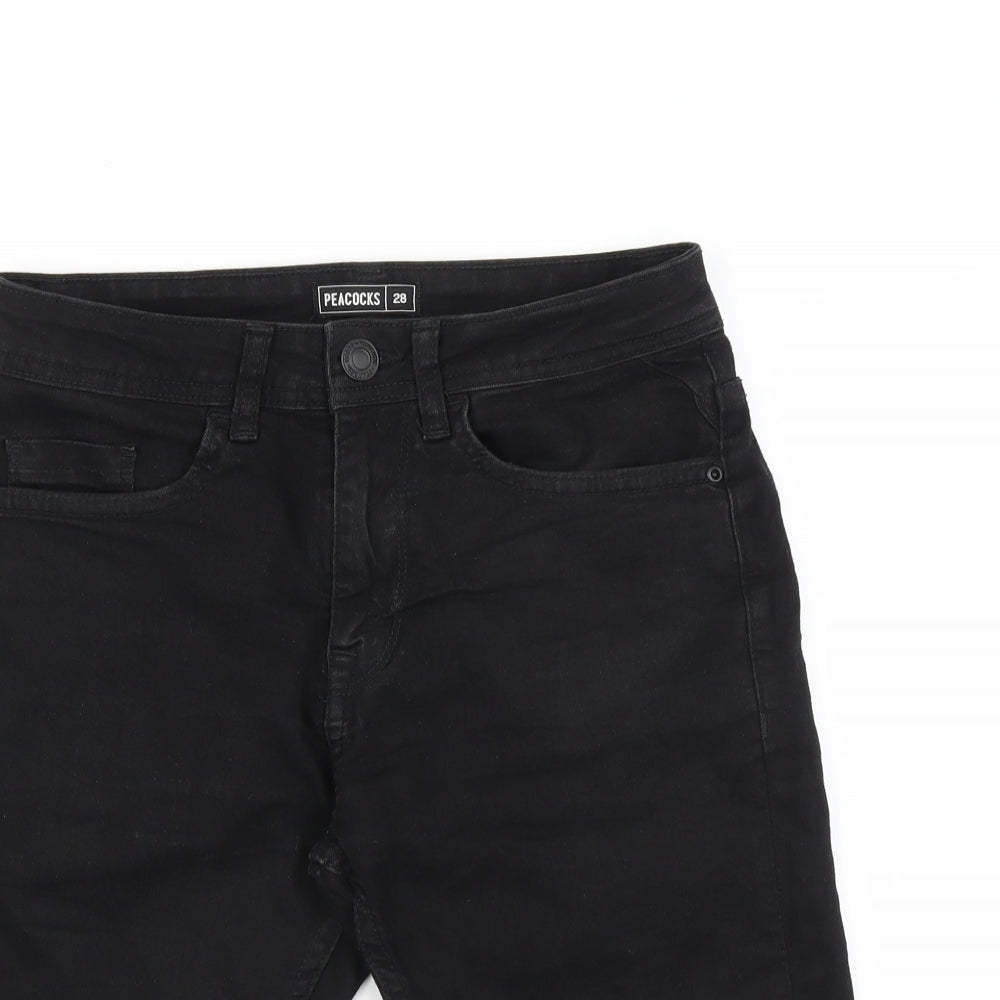 Peacocks Mens Black  Denim Bermuda Shorts Size 28 in
