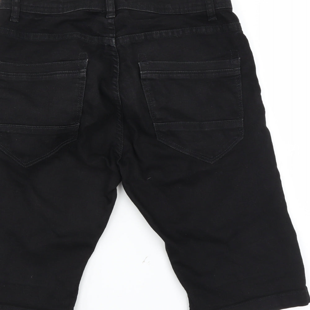Peacocks Mens Black  Denim Bermuda Shorts Size 28 in