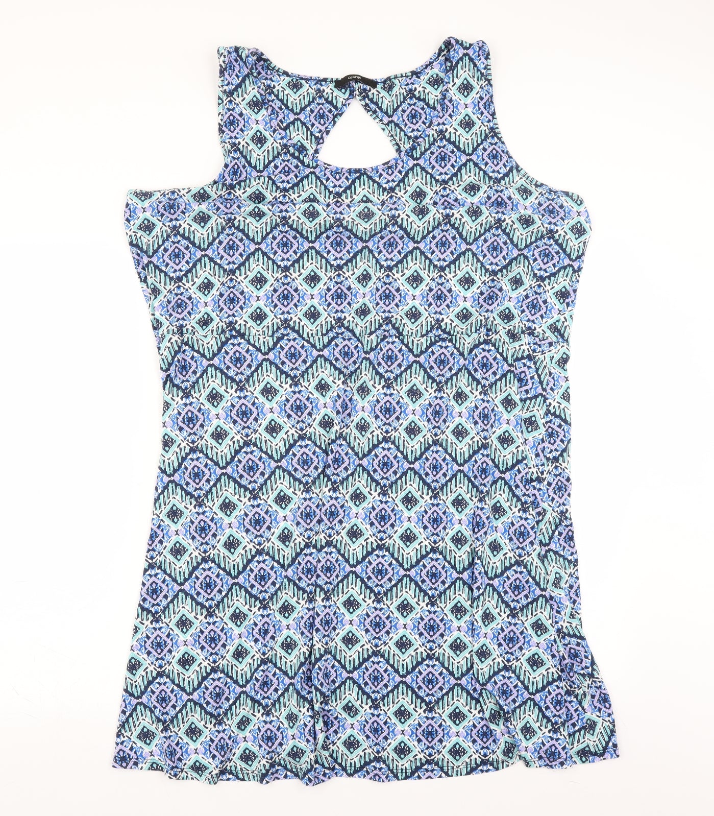 George Womens Blue Geometric  Tank Dress  Size 22