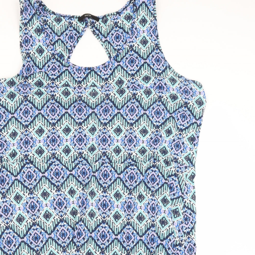 George Womens Blue Geometric  Tank Dress  Size 22