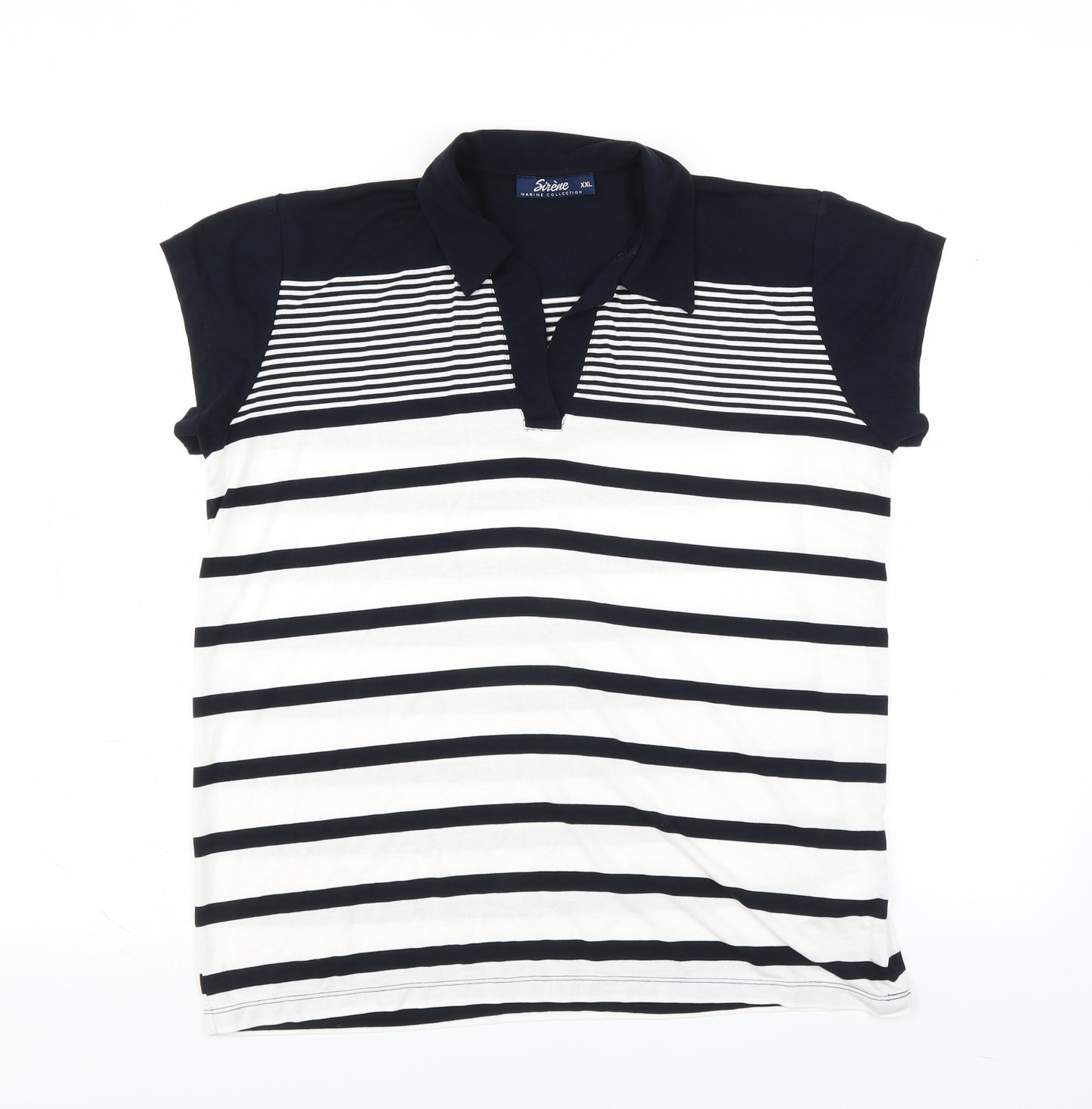 sirene Womens Blue Striped  Basic Polo Size 2XL