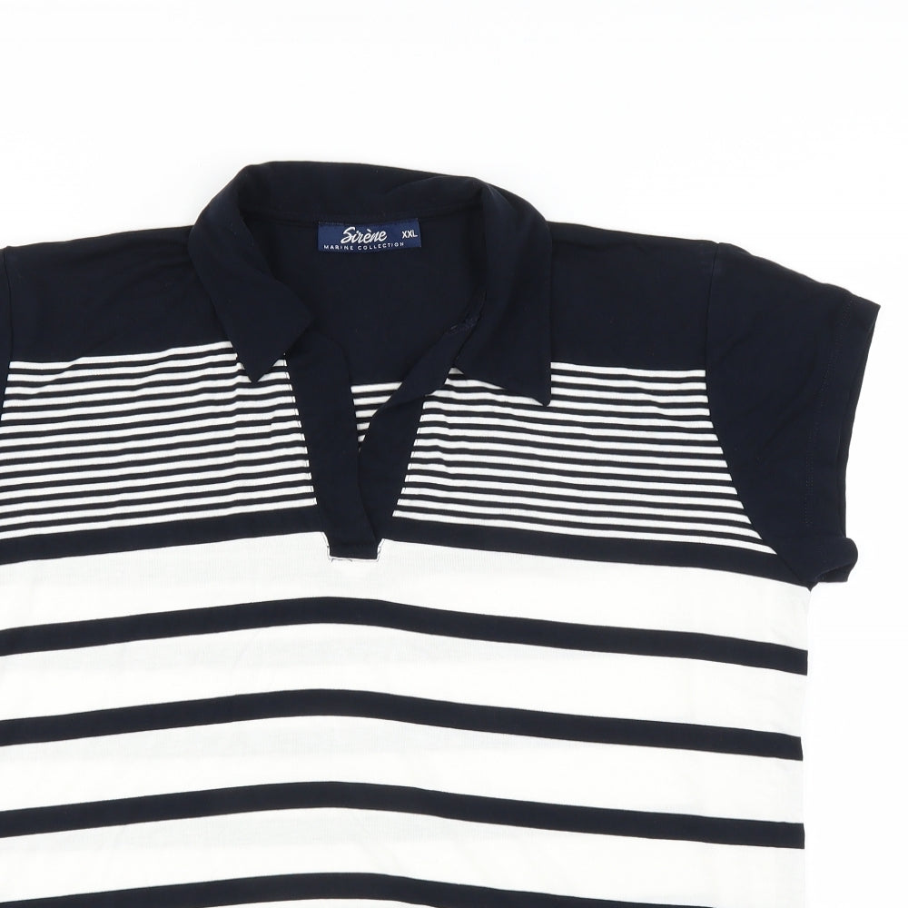 sirene Womens Blue Striped  Basic Polo Size 2XL