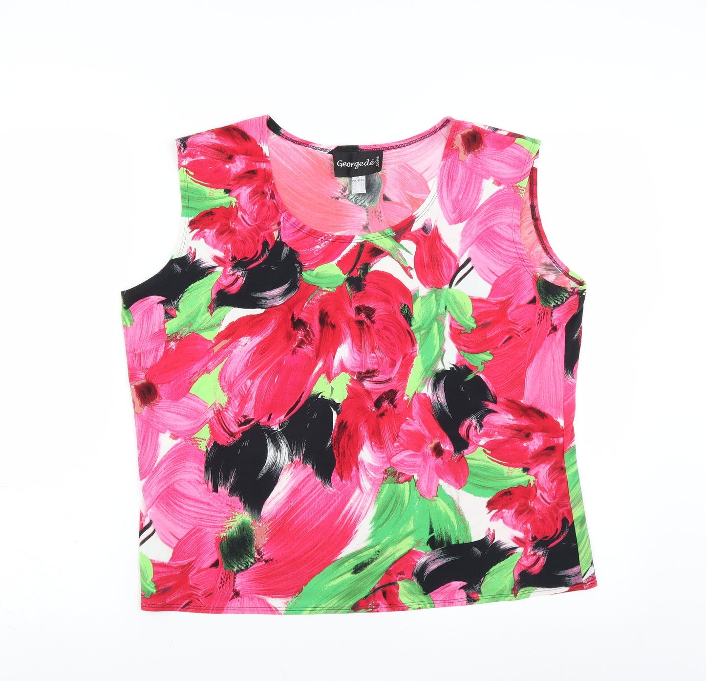 georgede Womens Pink Floral  Basic Blouse Size 22