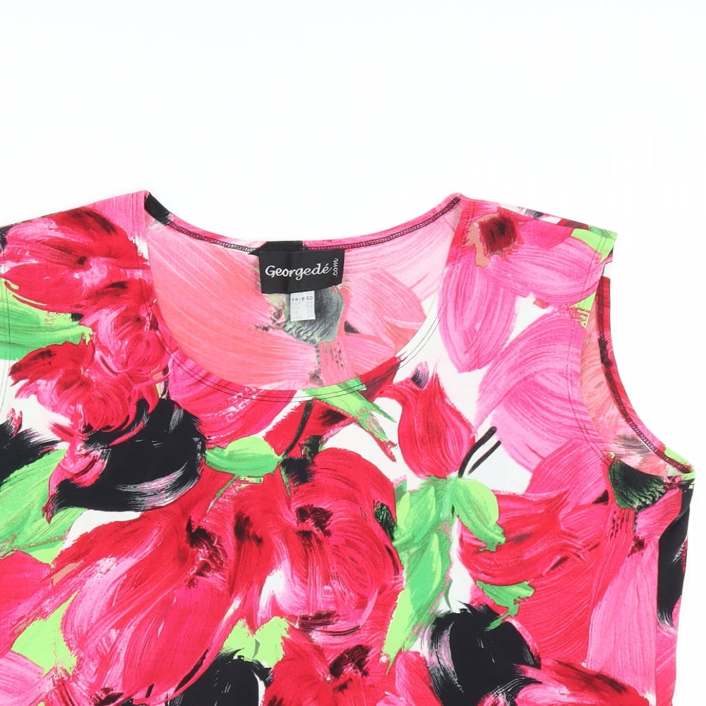 georgede Womens Pink Floral  Basic Blouse Size 22