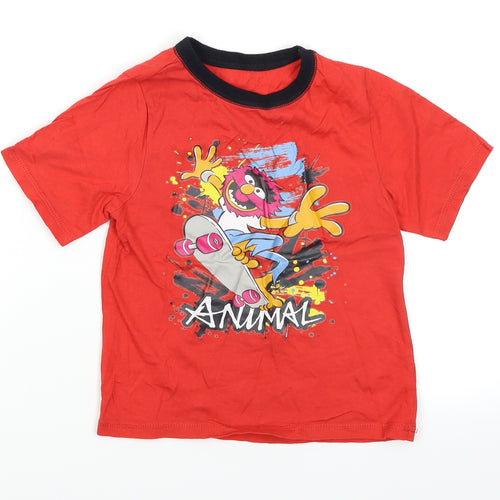 George Boys Red   Basic T-Shirt Size 4-5 Years  - Animal