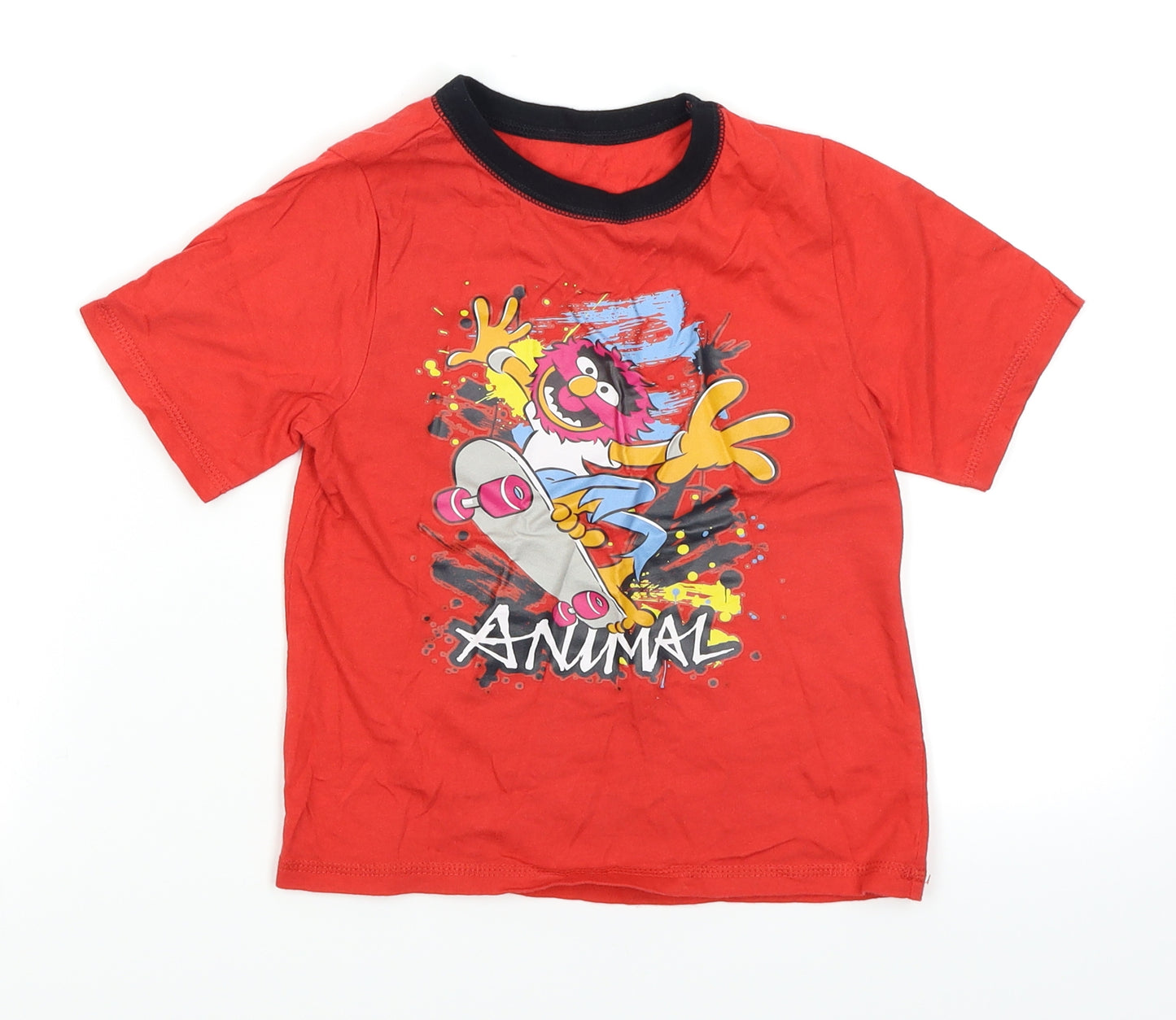 George Boys Red   Basic T-Shirt Size 4-5 Years  - Animal