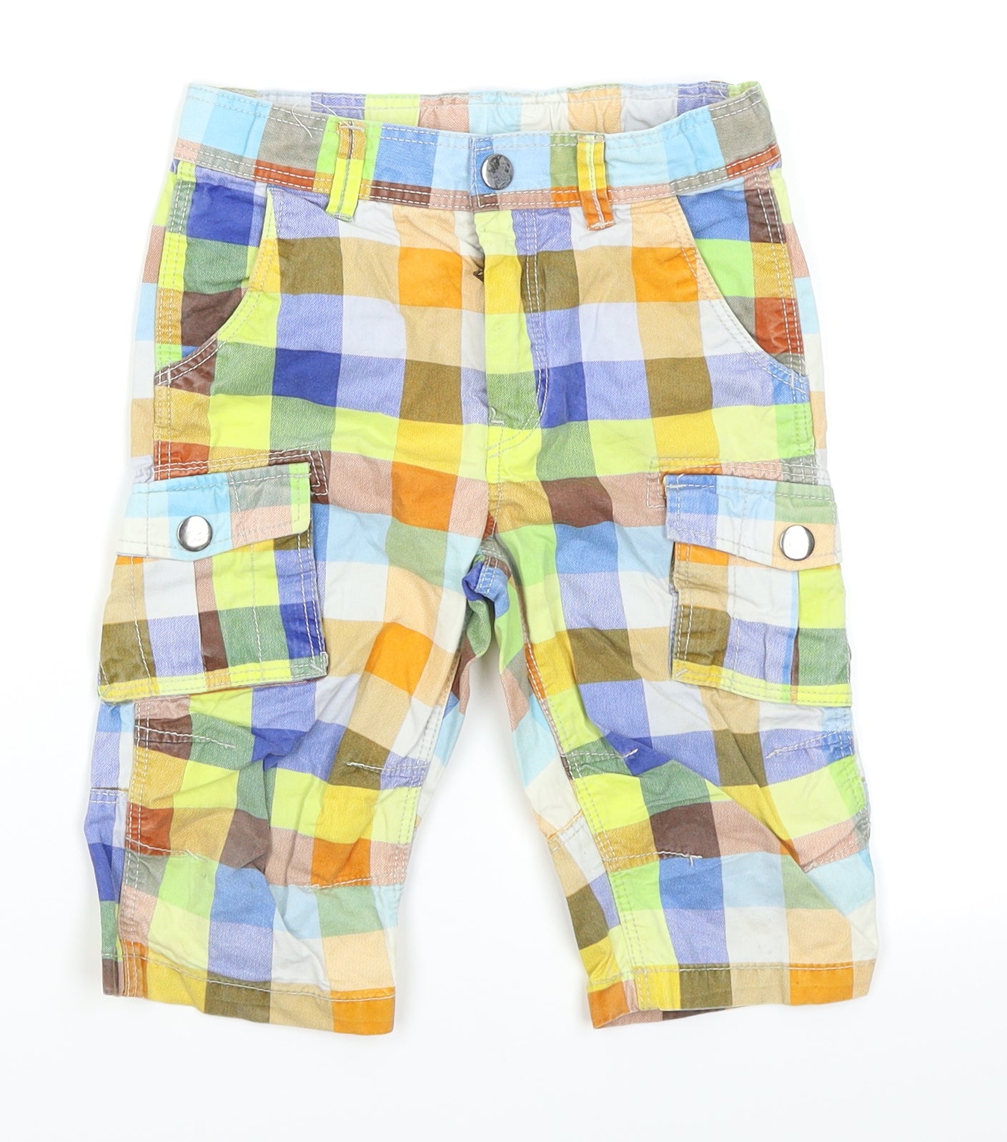H&M Boys Multicoloured Check  Cargo Shorts Size 6 Years