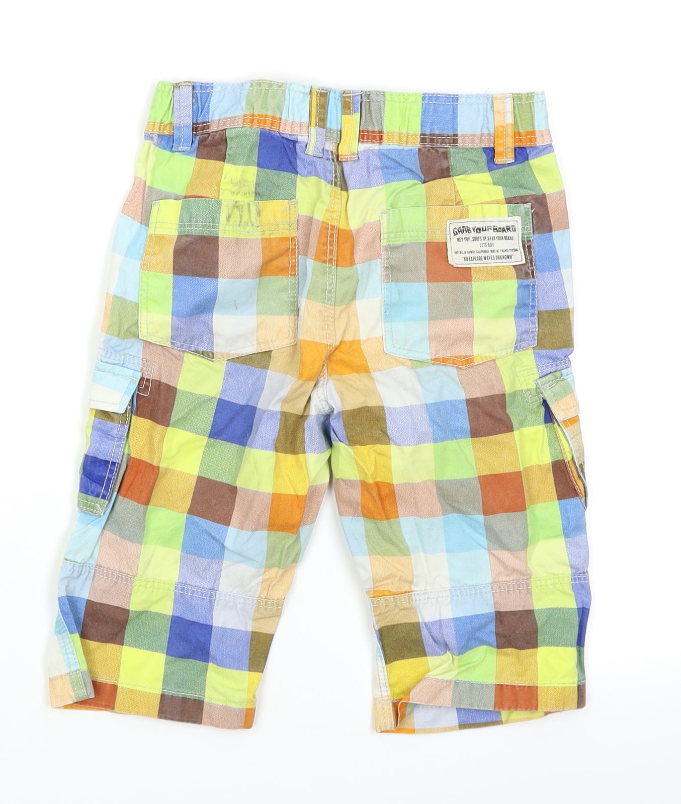 H&M Boys Multicoloured Check  Cargo Shorts Size 6 Years