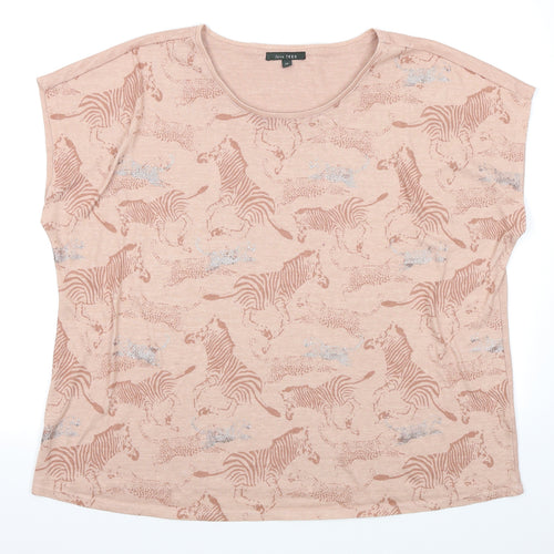 Love Tees Womens Beige   Basic T-Shirt Size 22  - Animal Print