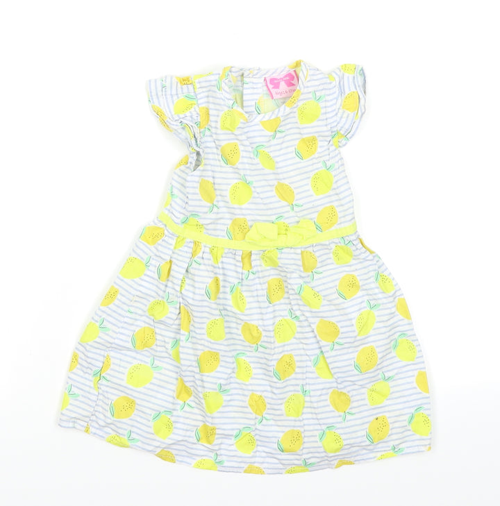 Mini Moi Girls Blue Striped Skater Dress Size 6-9 Months