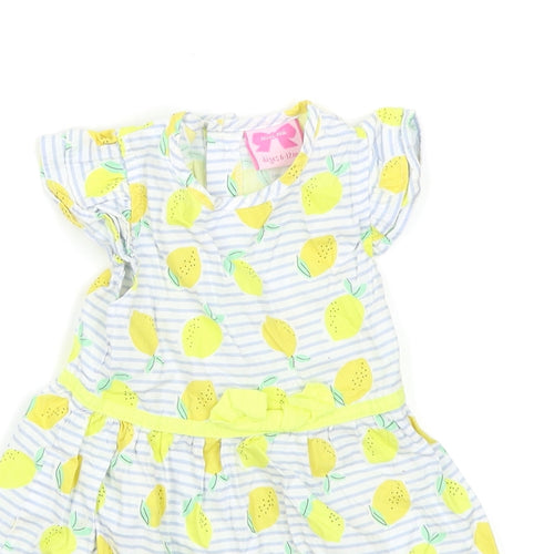 Mini Moi Girls Blue Striped  Skater Dress  Size 6-9 Months