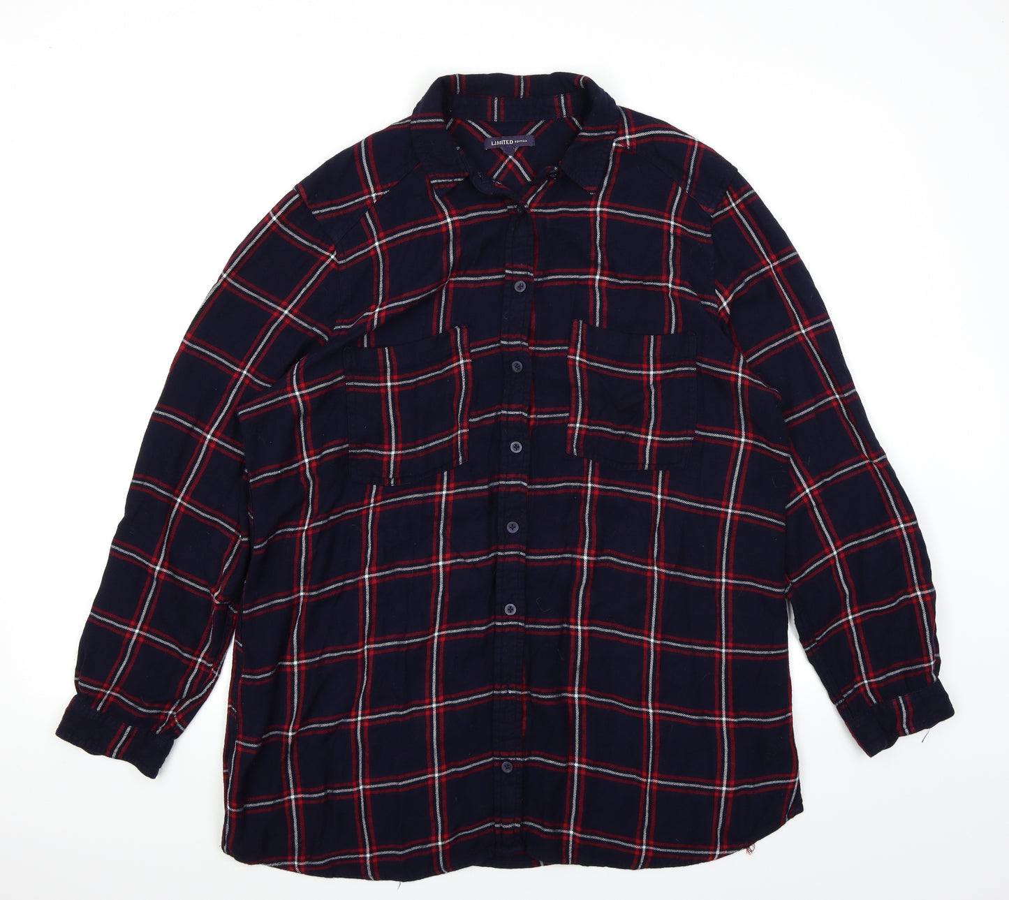 Limited Edition Womens Blue Plaid  Basic Button-Up Size 18